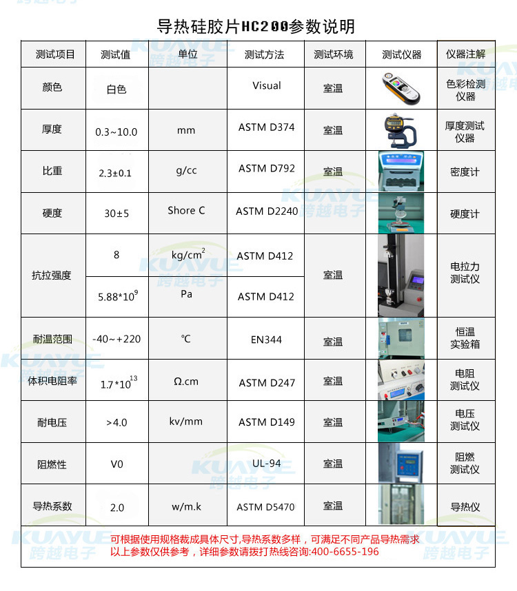 導熱硅膠片參數表